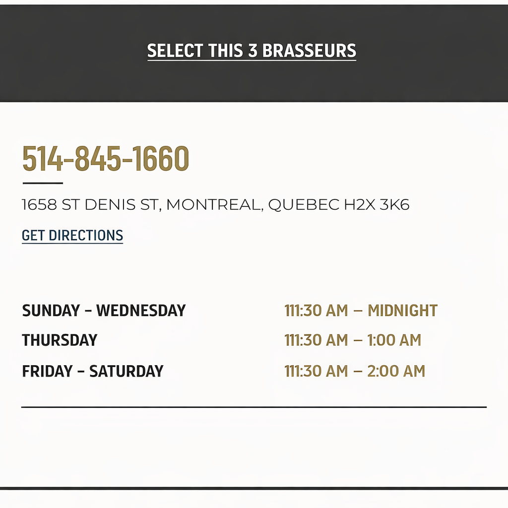 timetable brewery in Montreal St-Denis