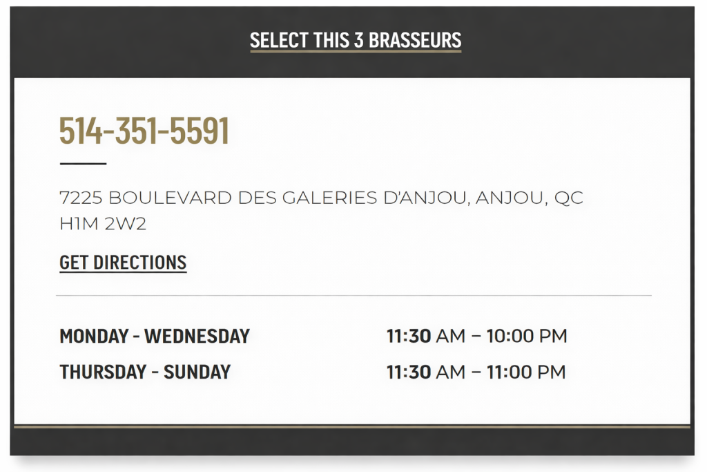 timetable good bar restaurant in Montreal Anjou