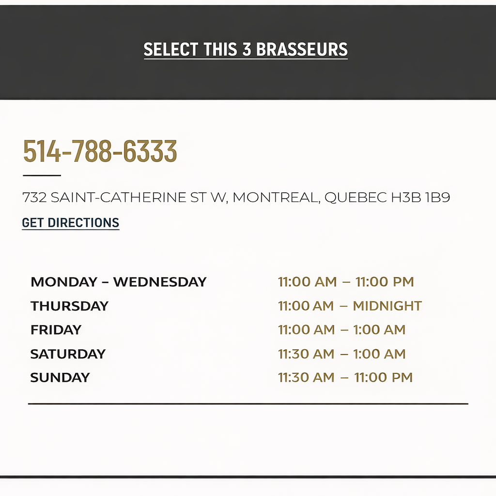 timetable good bar-restaurant in Montreal Ste-Catherine