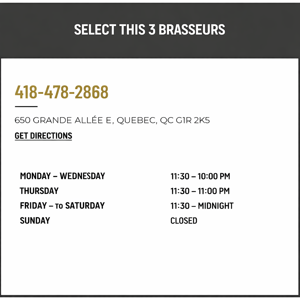 timetable good bar restaurant in Quebec Grande Allée