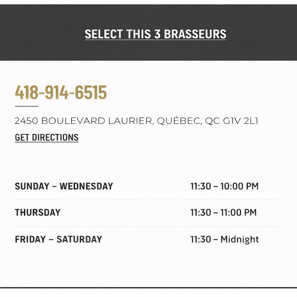 timetable good bar-restaurant in Quebec Laurier