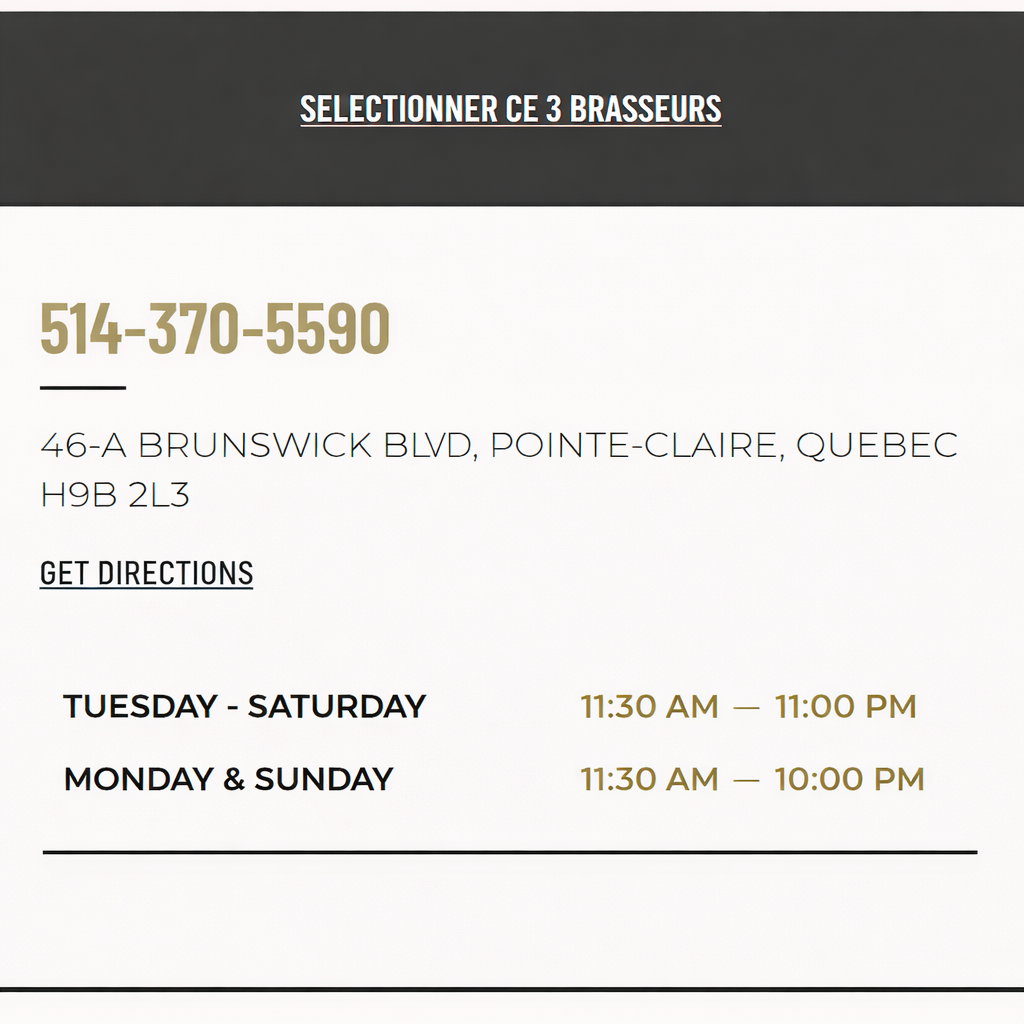 timetable brewery in Pointe-Claire